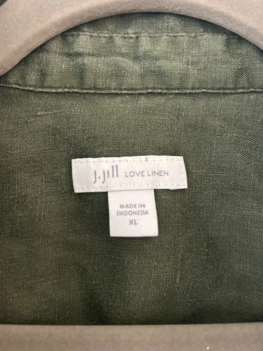 J. Jill Olive-Green Linen Shirt - Picture 2 of 6